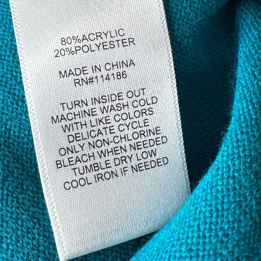 Juicy Couture Crew Neck Long Sleeve Pullover Heart Sweater Teal Womens Large New